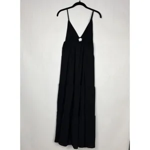 SHEIN Belle Plunging Neck Maxi Dress Womens Small Adjustable Straps Punk Peasant thumbnail 2