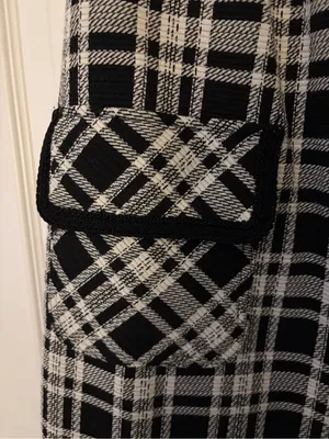 Andrew Marc Black and White Plaid Sleeveless A-Line Dress thumbnail 2