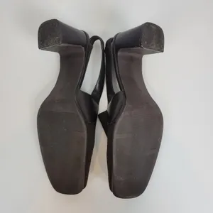 Bass Womens‎ Shoes Size 8.5 Brown Y2K Block Heel Sling Back Closed Square Toe thumbnail 2