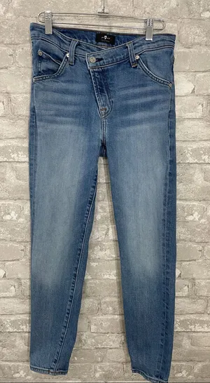 7 For All Mankind crossover asymmetrical waistband Skinny Jeans thumbnail 1
