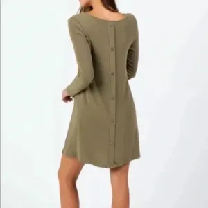 ALYA LANELY Button Back Dress Fit & Flare Long Sleeve Long Olive Women Size L thumbnail 4