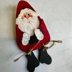 Handmade Wooden Santa Claus Brooch Pin thumbnail 3