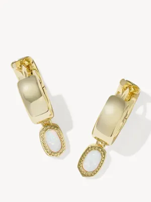 Kendra Scott Mini Elisa Iridescent & Mini Ellie Gold Wide Huggie Earrings Set thumbnail 5