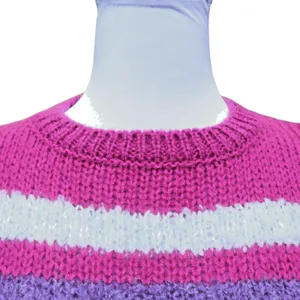 Vintage 80s Dopamine Striped Sweater Wool Blend Womens Size L Cozy Maximalist thumbnail 4