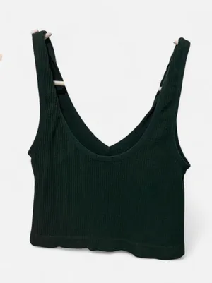 Urban Outfitters Dark green ribbed knit crop top #ribbed #basics thumbnail 2