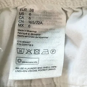 H&M Linen-blend Drawstring Elastic Waist Casual Shorts White Womens 6 thumbnail 11