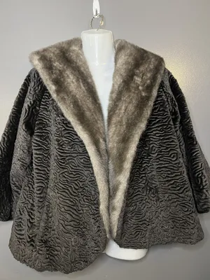 Vintage Borré Styled By Fairmoor Coat Womens S/M Brown Fur Shawl Collar thumbnail 1