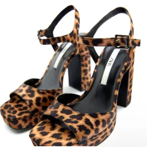 Zara Leopard Print Platform Block Heels - Size 42 (US 10) - Worn Once! ✨ thumbnail 5