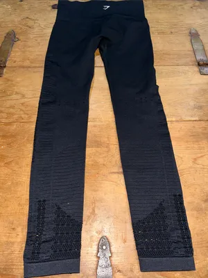 Gymshark Black Seamless 7/8 Leggings Cutout Mesh Ribbed High Waist XS thumbnail 5