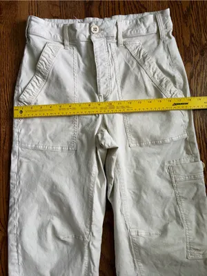 Pilcro Anthropologie Millie Low-Slung Barrel Cargo Pants Ivory Size 28 thumbnail 12