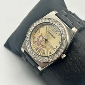 Concepts Breast Cancer Awareness Quartz Watch Crystal Bezel Black Silicon Band thumbnail 2
