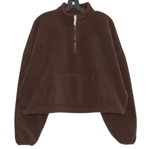 Fabletics Rayne Polar Fleece 1/4 Zip Brown XL Oversized Lounge Cozy Athleisure thumbnail 1