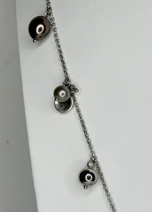 Chico's Cluster Beaded Pendant Silver Tone Long Necklace ✨ thumbnail 6