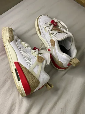 Kids size 3.5 Nike Jordan Spizike Low White Fire Red Desert Camo Men Casual Shoes thumbnail 5