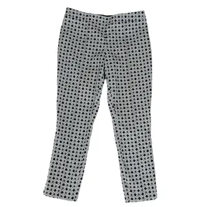 Tory Burch Women’s Callie Jaquard Seamed Black Ivory Mid Rise Cropped Pants Sz 8 thumbnail 2