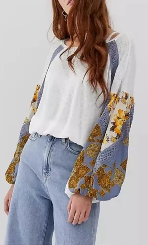 Free People Casual Clash top -Ivory Medium thumbnail 1