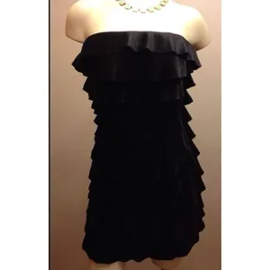 Express Sexy Black Ruffled Layers Strapless Body Hugging Cocktail Eve Dress 6 thumbnail 2