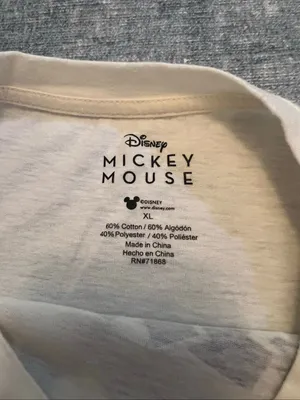 Disney White Blue Mickey Mouse Relaxed Fit Cropped Length Short Sleeve Tee XL thumbnail 3