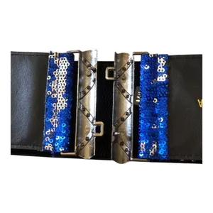 Y2K Blue Sequin Stretch Belt Rhinestone Buckle Glam Party Festival thumbnail 14