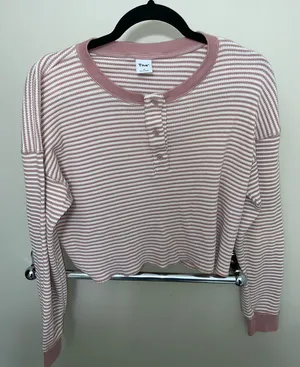 TNA Dusty Pink & White Striped Long Sleeve Top thumbnail 1
