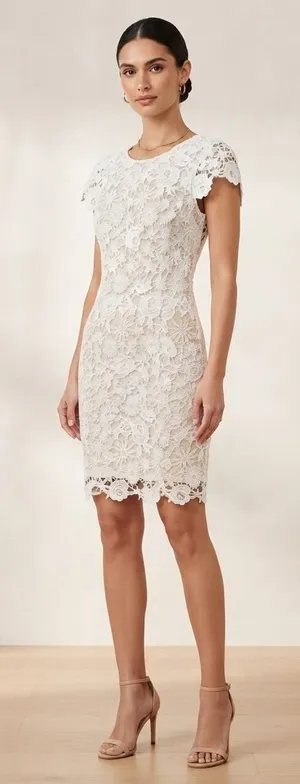 Lulus Womens Dress M White Remarkable Lace Open Back Scalloped Mini Dress thumbnail 1