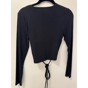Abercrombie & Fitch Cropped Top Women's M Black Viscose Ribbed Knit Stretch NWT thumbnail 4