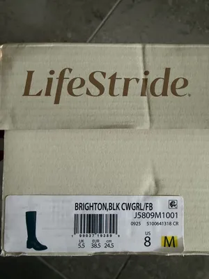 Lifestride Brighton Black Leather Knee-High Riding Boots in Black, Size 8, NEW thumbnail 7