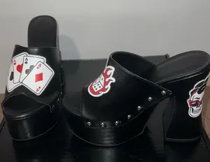 Black Gamblin Chunky Mule Heels Current Mood Black PU Clog Heels thumbnail 1