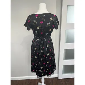 Free People Night and Day Silk Floral Midi Dress Black Boho‎ Size 6 thumbnail 3