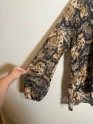 Free‎ People Out For The Night Snake Print Mesh Oversized Top thumbnail 4