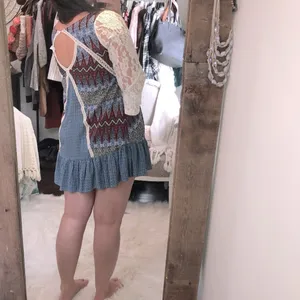 Umgee size medium blue floral lace boho dress thumbnail 4