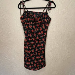 NWT Nasty Gal Bright Floral Ruched Bust Tie Shoulder Mini Dress Size 6 thumbnail 2