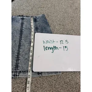 Free People Blue Acid Wash Denim Mini Skirt High Rise Seam Detail Size 6 thumbnail 4