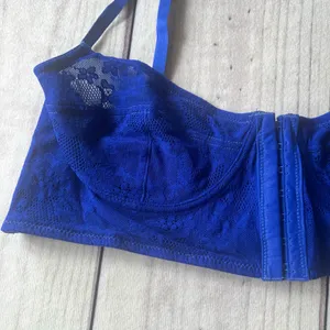 Free People Intimately Blue Lace Longline Front Close Bra thumbnail 4