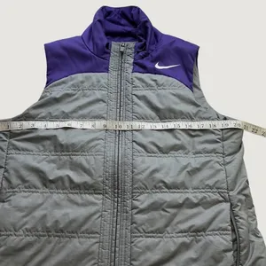 Nike Womens Puffer Vest Grey Purple Colorblock Quilted Full Zip Size Large thumbnail 4