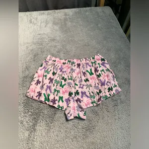 Pink Victoria’s Secret pajama lounge bow pattern Shorts large thumbnail 7