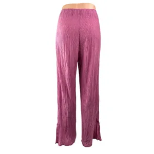 Zara Women's Pink High Waisted Plisse Pull On Wide Leg Trousers Pants Size M thumbnail 2