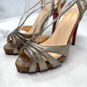 Christian Louboutin Vintage Y2K Activa Leather Cork Strappy Stiletto Heel Sandal thumbnail 4