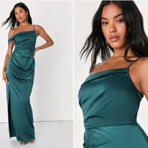 LULU's Sexy Prom Wedding Bridesmaid Emerald Green Satin Bustier Gown NWOT thumbnail 2