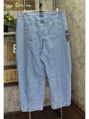 NEW Future Collective Womens Mid-Rise Studded Barrel Leg Jeans Blue Denim 18 thumbnail 3