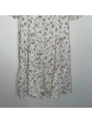 Her entire name says Grace Brown, and cream floral, Boho tiered dress thumbnail 5