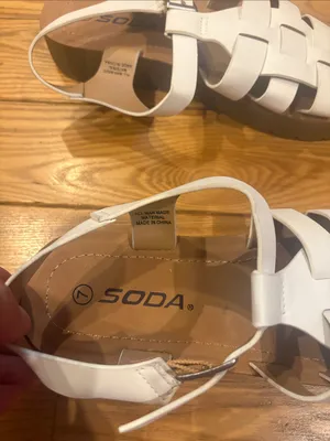 Soda Size 7 White Strappy Woven Fisherman Buckle Sandals thumbnail 4