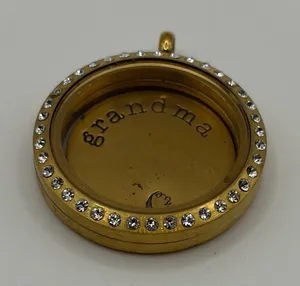 Origami Owl Locket Pendant Womens Small Gold Crystal Grandma Charm‎ Necklace thumbnail 1