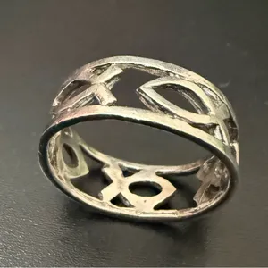 Vintage 925 Sterling Silver Ichthus Jesus Fish Eternity Band Ring Size 6.5 thumbnail 4