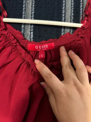 GUESS Red Smocked Long Sleeve Peasant Blouse – Size S thumbnail 2