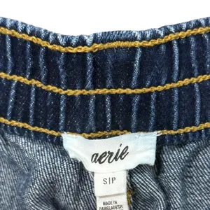 Aerie Women's Blue‎ Denim Distressed Cutoff Shorts Small Elastic Waist thumbnail 2