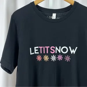 Canvas LGBTQ AF Large Let It Snow LeTITSnow Graphic Shirt Winter Snowflake thumbnail 6