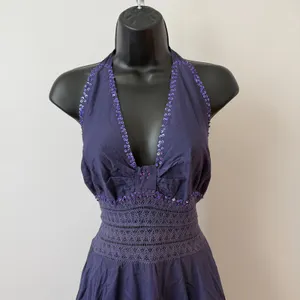 Shoreline Cotton Boho Beachy Relaxed Fairy Ethereal Halter Handkerchief Dress OS thumbnail 2