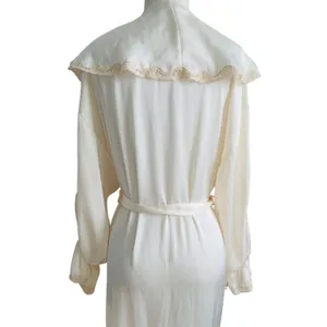 Vintage Etienne Cream Lace Peignoir Robe Small Embroidered Dressing Gown thumbnail 12