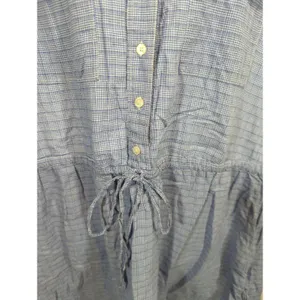 Gap Blue‎ Plaid Mini Utility Pockets Drawstring Dress Womens Large Cottage Core thumbnail 4